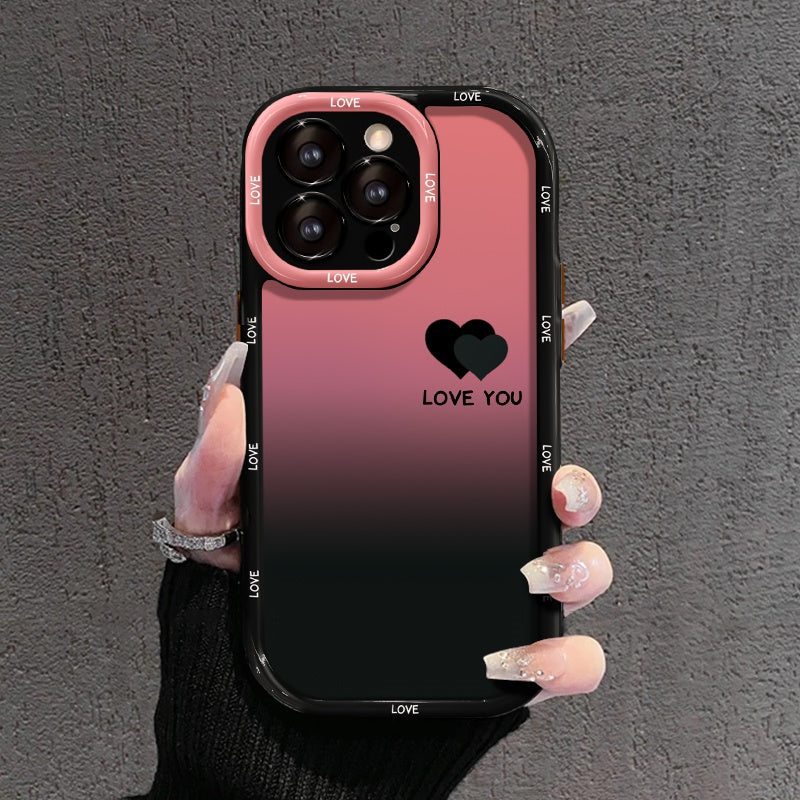 Gradient Heart Design, Bling Full Protection iPhone Case
