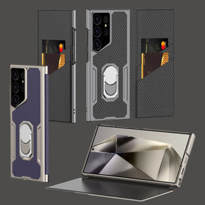 Suitable for Samsung S24Ultra Flip Rotating Ring Leather Case