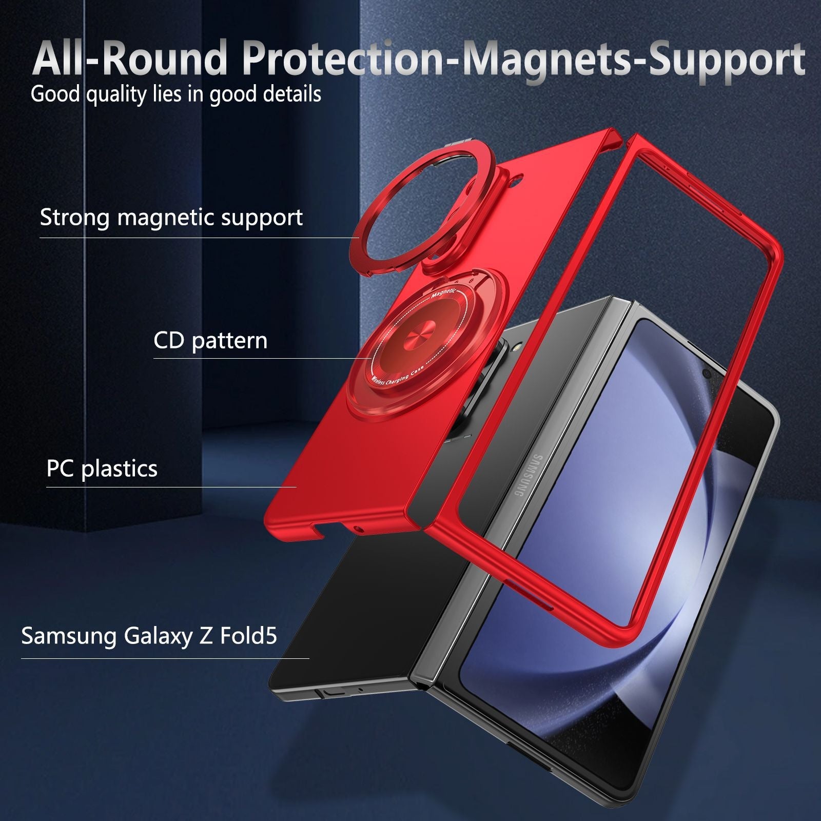 360-Degree Rotating Stand Suitable for Magnetic Wireless Charging of Samsung ZFOLD 5/6 Folding Phone Case