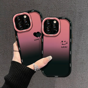 Gradient Heart Design, Bling Full Protection iPhone Case
