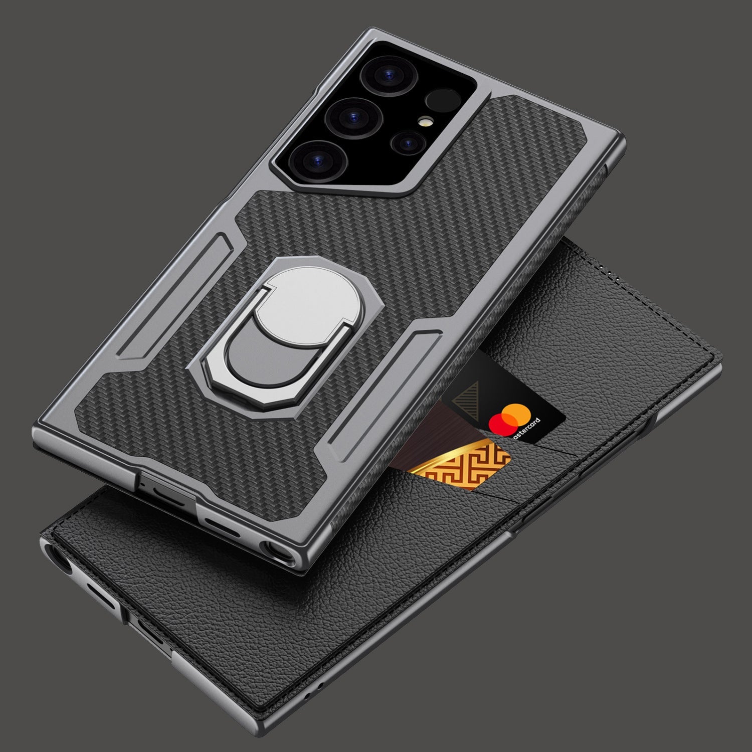Suitable for Samsung S24Ultra Flip Rotating Ring Leather Case