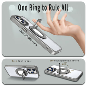 New for iPhone 15 Series Ring Rotating Stand Magnetic Transparent Case