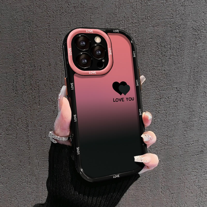Gradient Heart Design, Bling Full Protection iPhone Case