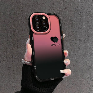 Gradient Heart Design, Bling Full Protection iPhone Case