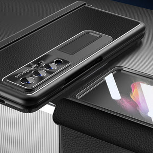 Applicable To Samsung Zfold6/Zfold5 Magnetic Hinge Leather Phone case