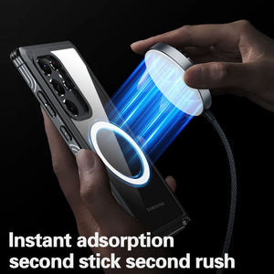 Magnetic Case for Galaxy S24 Ultra Built-in Screen Protector,  Double Sided Phone Case