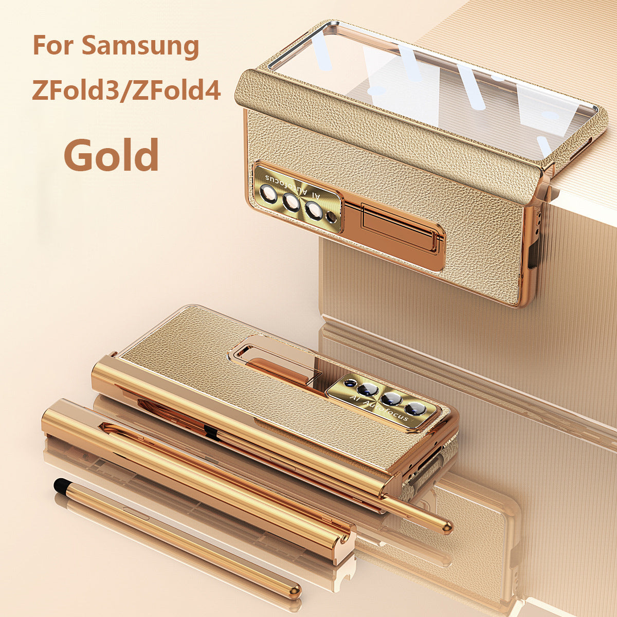 Applicable To Samsung Zfold6/Zfold5 Magnetic Hinge Leather Phone case