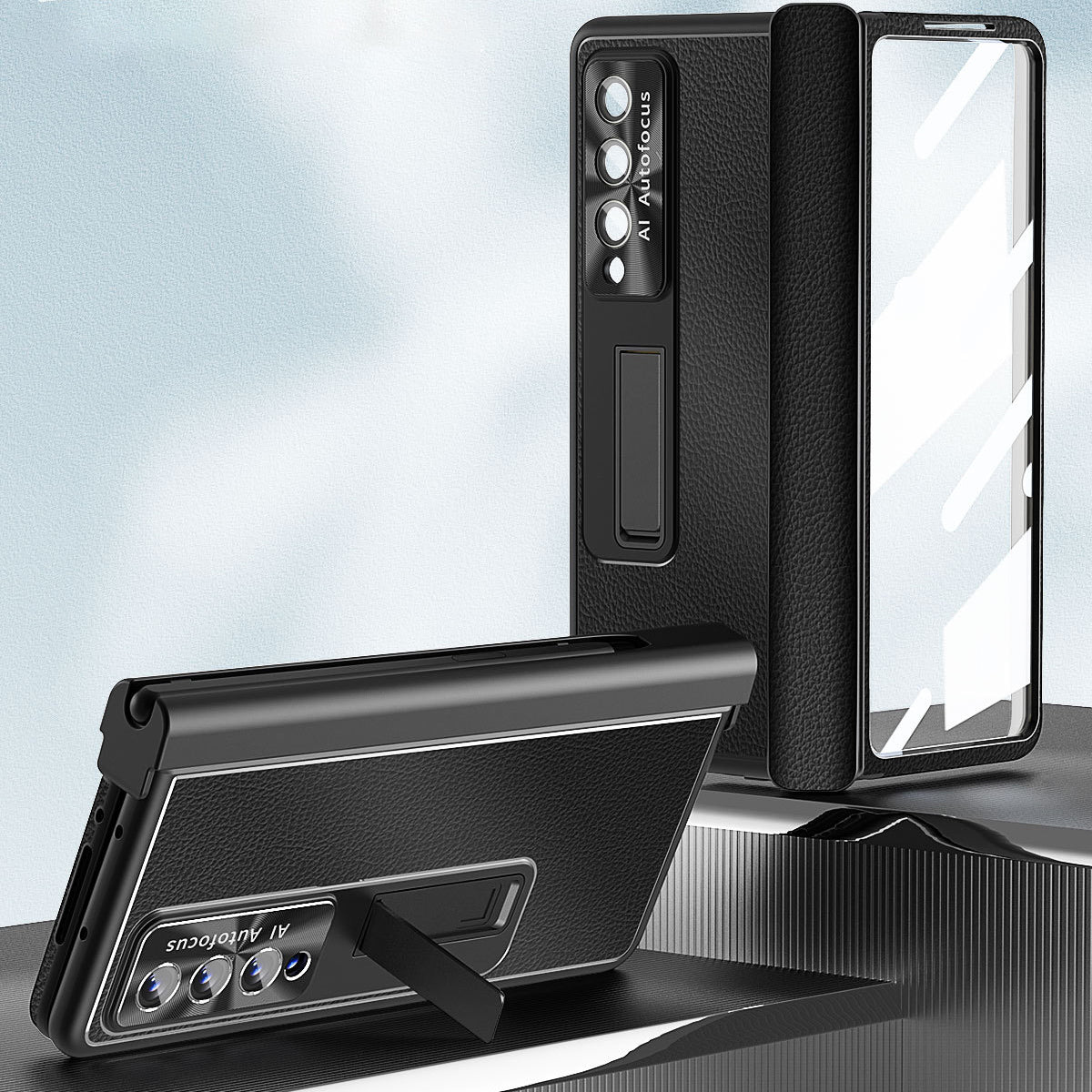 Applicable To Samsung Zfold6/Zfold5 Magnetic Hinge Leather Phone case