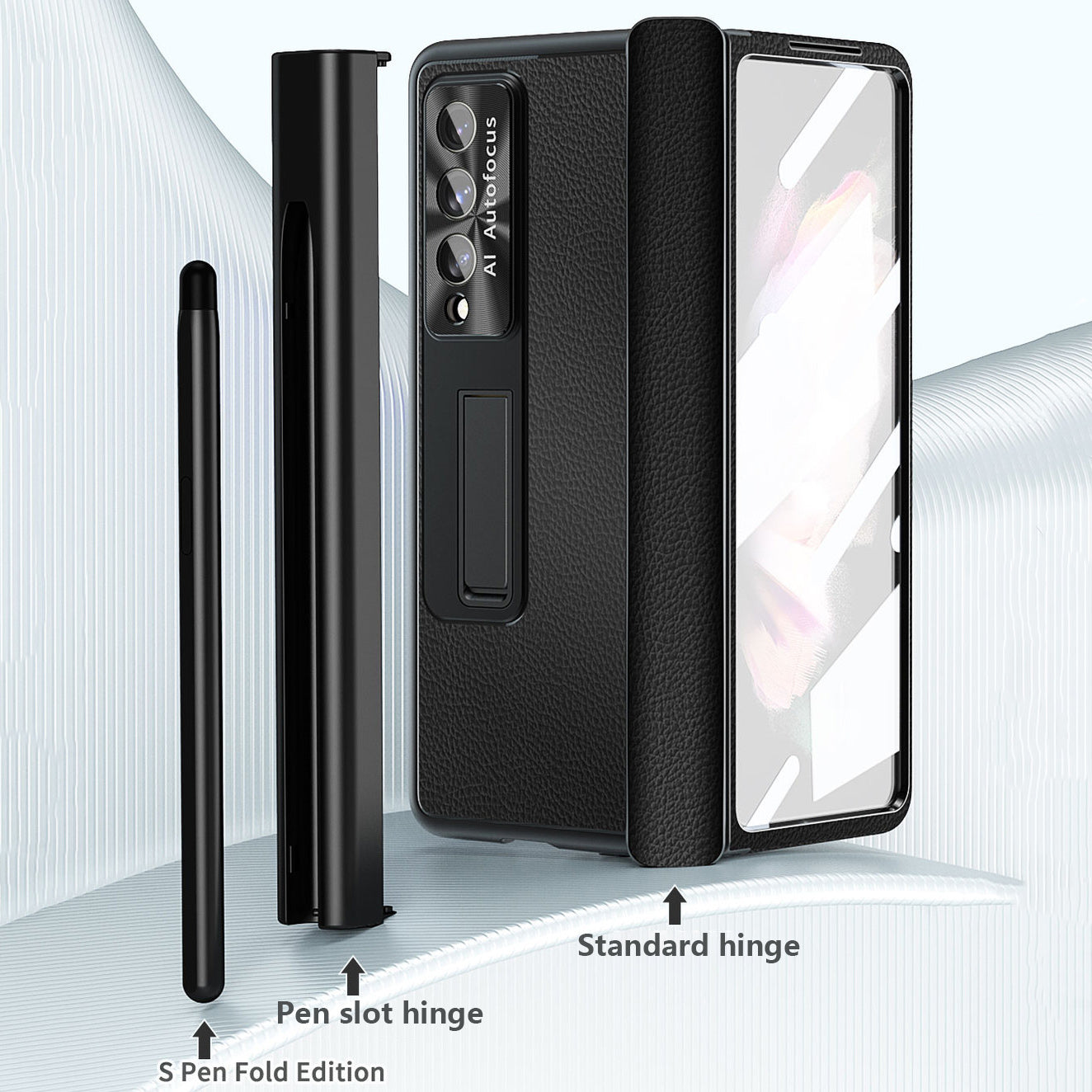 Applicable To Samsung Zfold6/Zfold5 Magnetic Hinge Leather Phone case