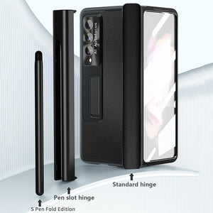 Applicable To Samsung Zfold6/Zfold5 Magnetic Hinge Leather Phone case