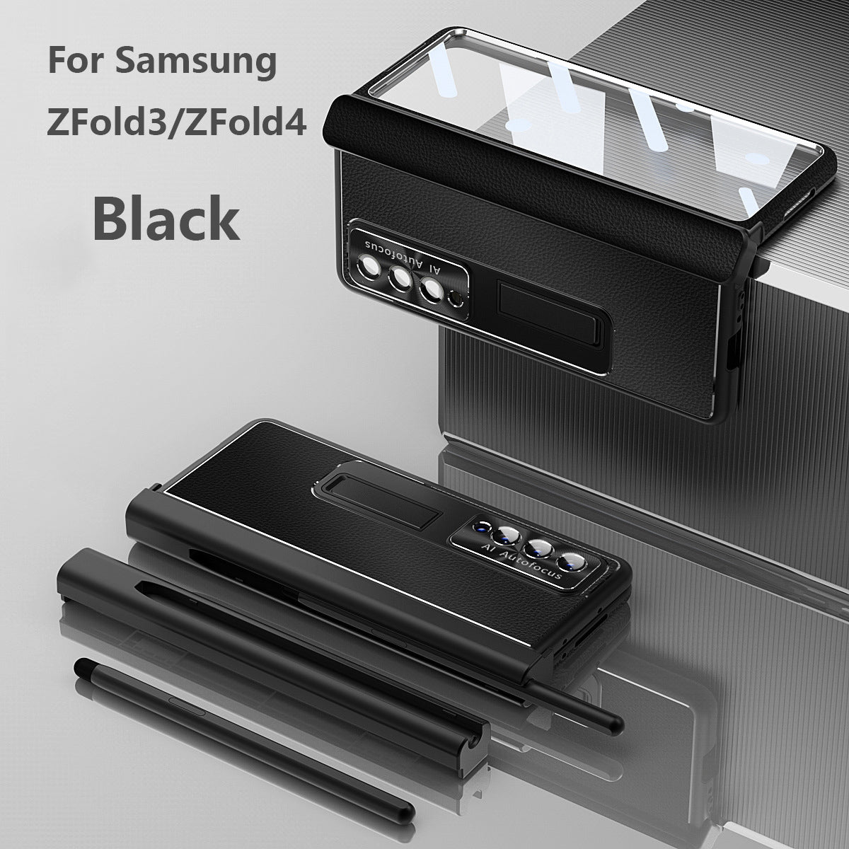 Applicable To Samsung Zfold6/Zfold5 Magnetic Hinge Leather Phone case