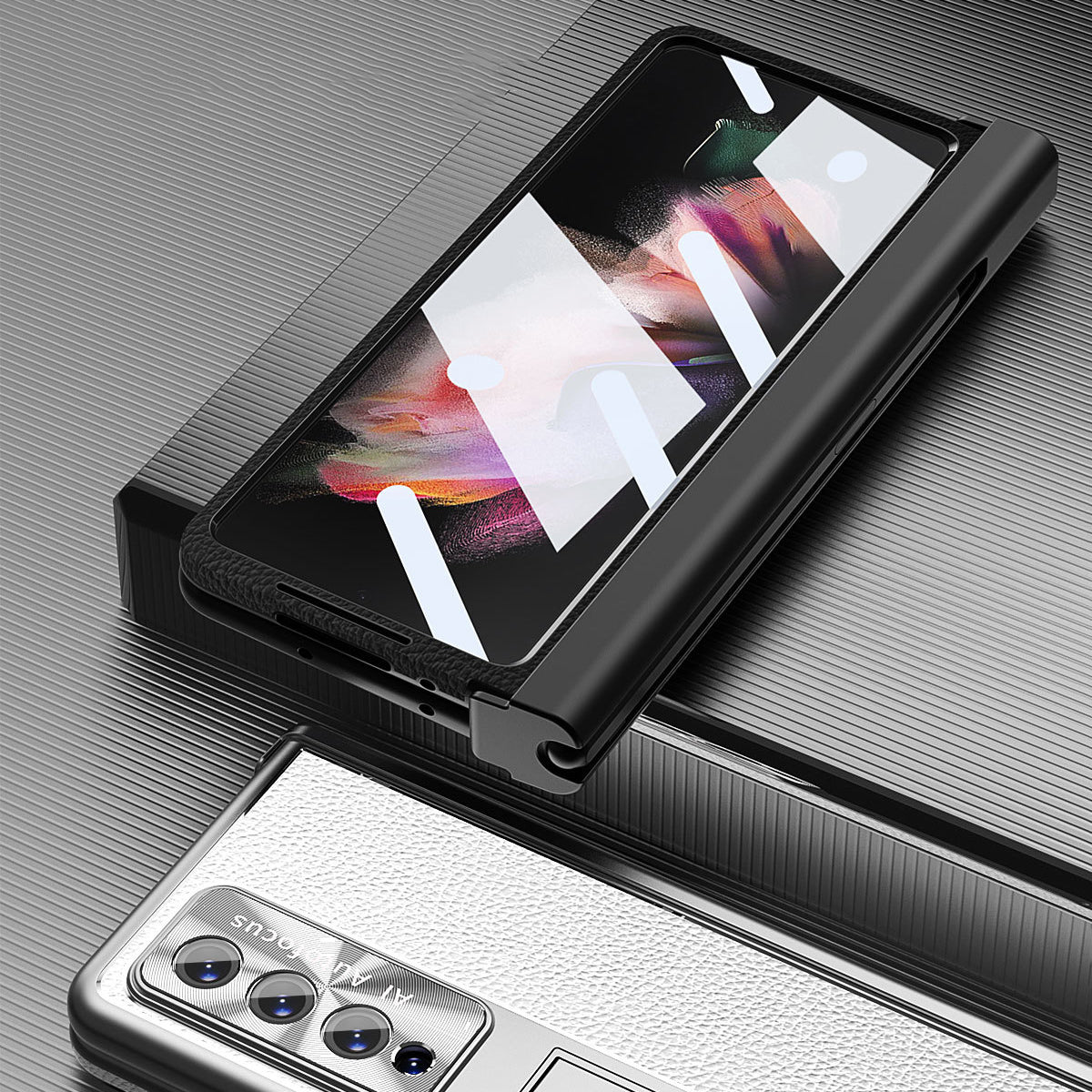 Applicable To Samsung Zfold6/Zfold5 Magnetic Hinge Leather Phone case