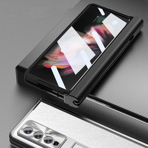 Applicable To Samsung Zfold6/Zfold5 Magnetic Hinge Leather Phone case