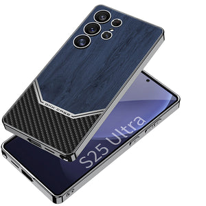 Electroplated Leather Shockproof Phone Case For Galaxy S25 S24 S23 Ultra