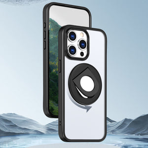 New for iPhone 15 Series Ring Rotating Stand Magnetic Transparent Case