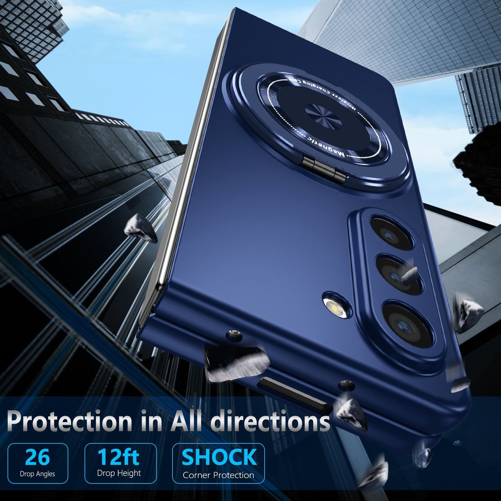 360-Degree Rotating Stand Suitable for Magnetic Wireless Charging of Samsung ZFOLD 5/6 Folding Phone Case