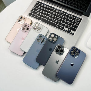 Electroplated Matte Acrylic Tempered Glass iPhone Protective Case
