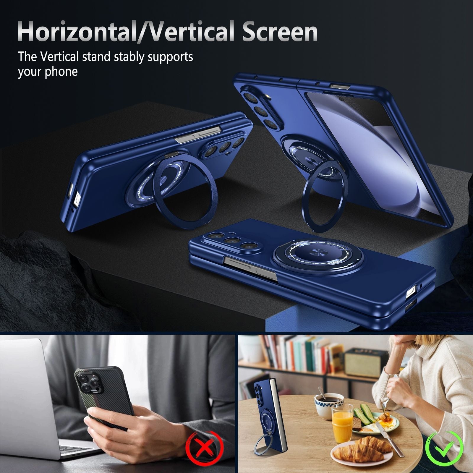 360-Degree Rotating Stand Suitable for Magnetic Wireless Charging of Samsung ZFOLD 5/6 Folding Phone Case