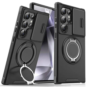 New Hidden Sliding Window Magnetic Ring Holder Phone Case for Samsung S25 Ultra