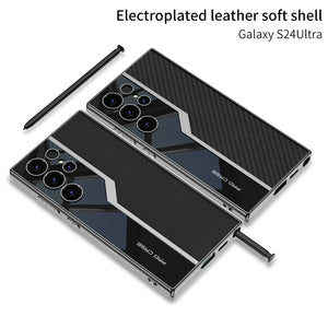 Electroplated Leather Anti-fall Protective Phone Case For Galaxy S25 Ultra