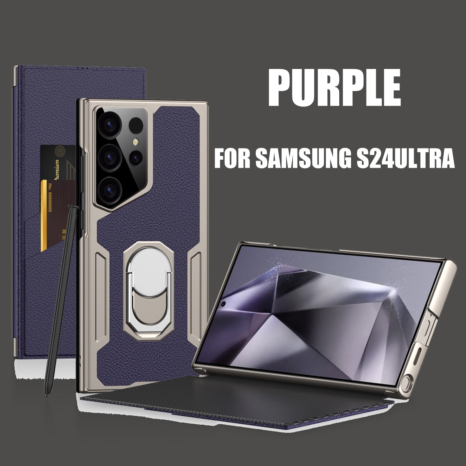 Suitable for Samsung S24Ultra Flip Rotating Ring Leather Case