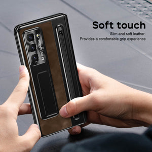 Retro Style Anyi-fall Protective Leather Phone Case For Galaxy Fold 7/6/5 With Front Protection Film And Stylus
