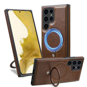 Samsung Luxurious Leather Magnetic Case with Invisible Stand for Samsung S25 Ultra Plus