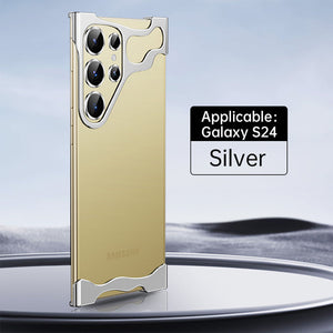 Frameless Aluminum Alloy Metal Corner Pad Anti-Fall Phone Case With Lens Protective Film For Samsung Galaxy
