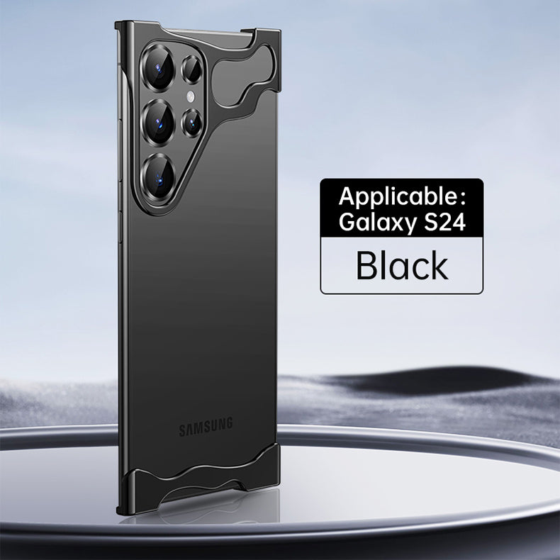 Frameless Aluminum Alloy Metal Corner Pad Anti-Fall Phone Case With Lens Protective Film For Samsung Galaxy
