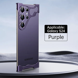 Frameless Aluminum Alloy Metal Corner Pad Anti-Fall Phone Case With Lens Protective Film For Samsung Galaxy