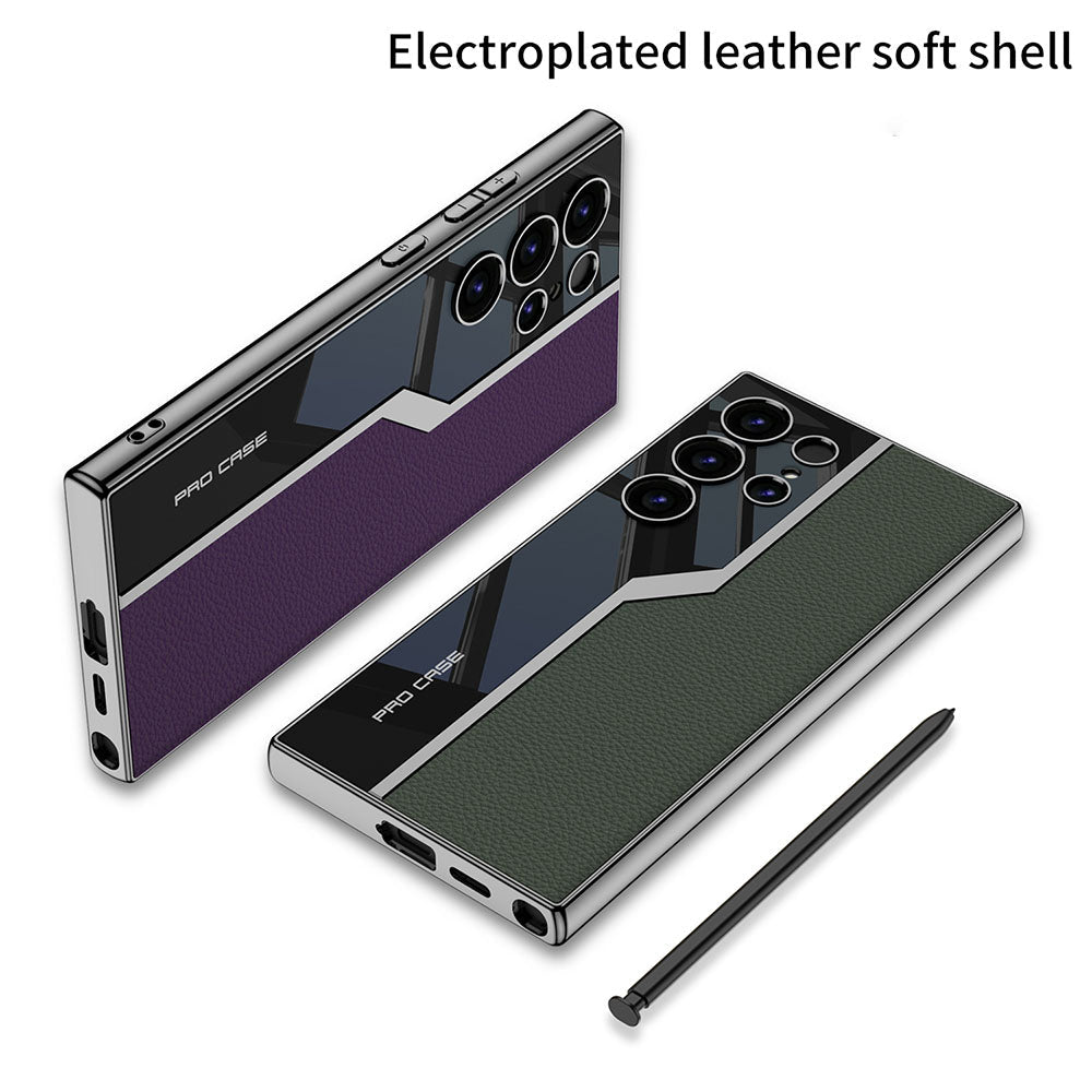 Electroplated Leather Anti-fall Protective Phone Case For Galaxy S25 Ultra