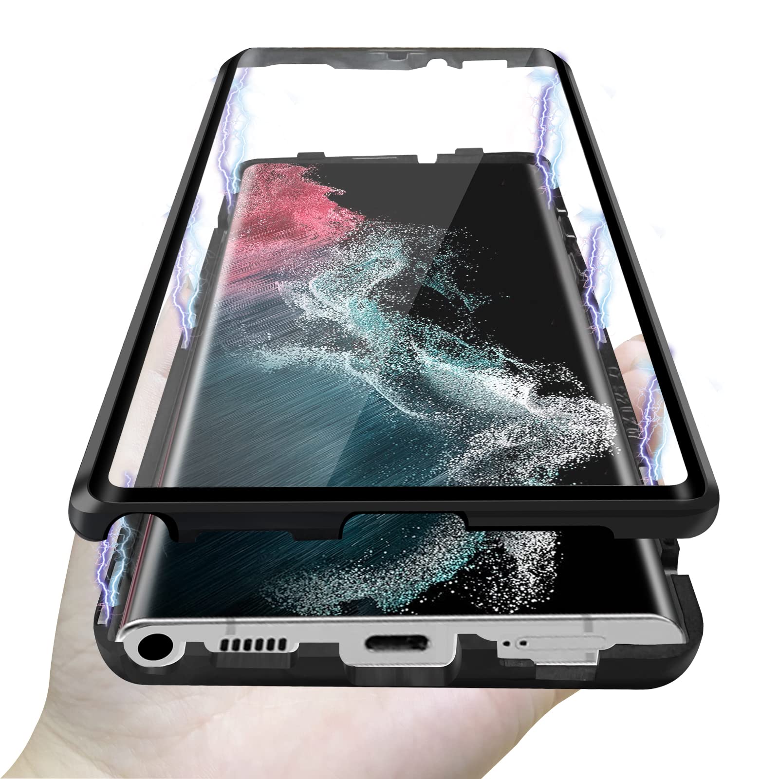 Magnetic Double Sided Tempered Glass Phone Case for Samsung S24/25 Ultra