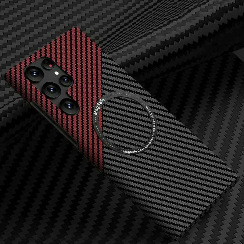 Carbon Fiber Pattern Magnetic Case – Slim, Full Protection, Magnetic Compatible For Galaxy S25 S24 S23 S22 Series