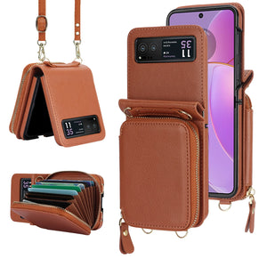 Suitable for Samsung Galaxy Z Flip 6/5/4/3 leather card holder mobile phone case
