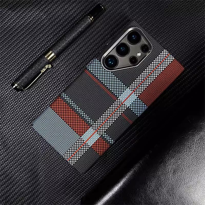 Trendy Carbon Fibre Relief MagSafe Phone Casefor Samsung S24 S23 Ultra S23 S24 Plus Wireless Charging Hard Pc Shockproof Cover Protection Cellphone Protective