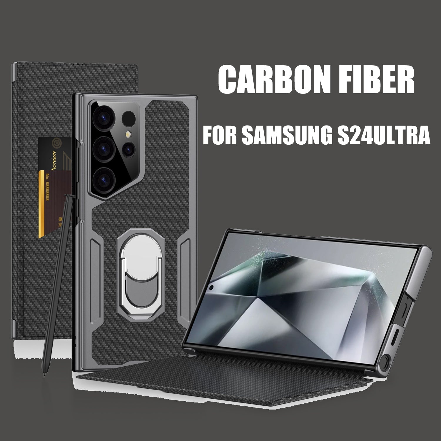 Suitable for Samsung S24Ultra Flip Rotating Ring Leather Case