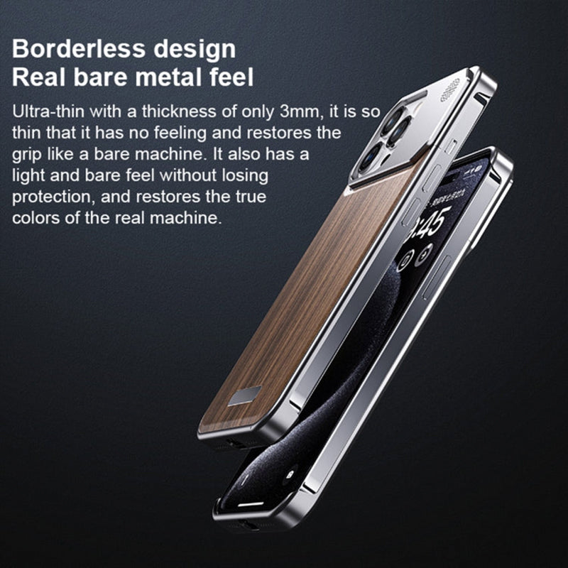 For iPhone16 Series Walnut Metal Aromatherapy Infinity Magnetic Shell