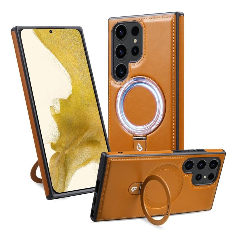 Samsung Luxurious Leather Magnetic Case with Invisible Stand for Samsung S25 Ultra Plus