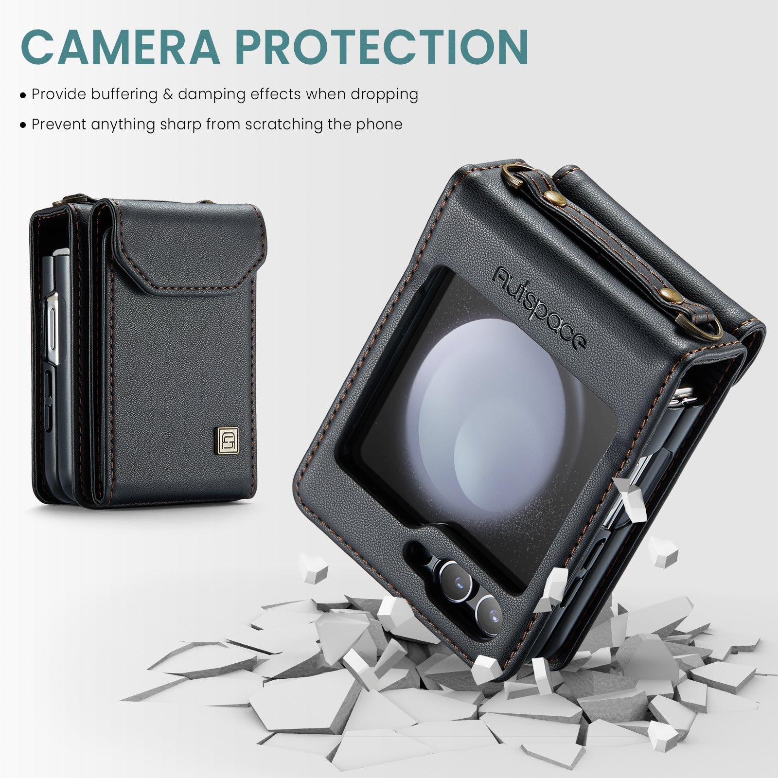 Suitable For Samsung Z Flip5/6 Foldable Screen Hanging Rope Organ Card Insert Protection Case