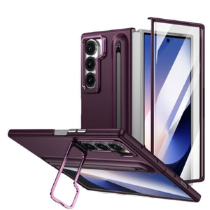 Samsung Galaxy Z Fold Series | Lens Bracket Skin Friendly Protective Case with Pen Slot and Ultra HD Front Screen Protector (Pen Included)