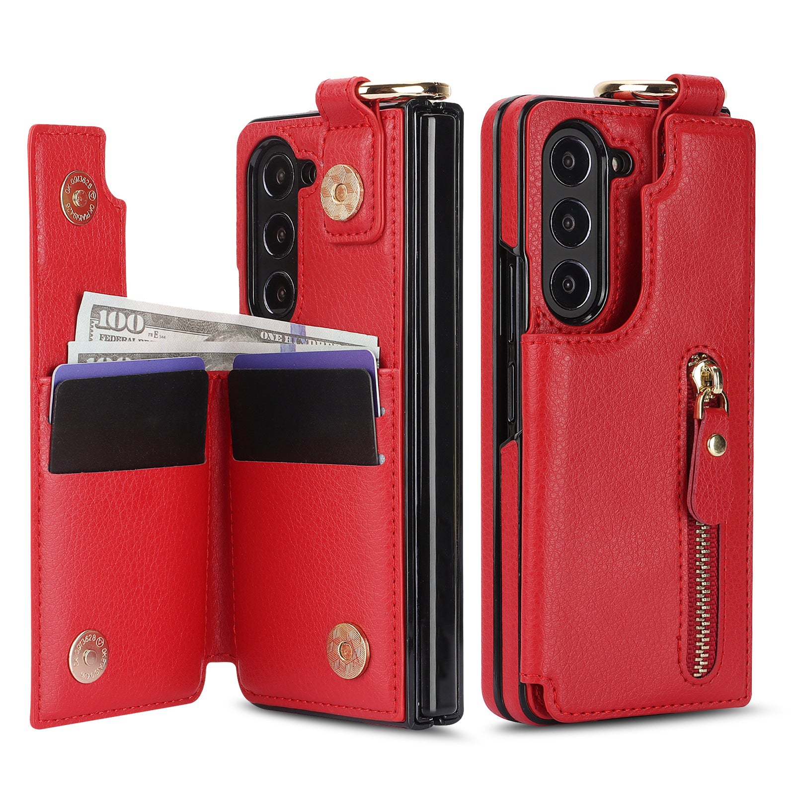 Suitable for Samsung ZFold3/4/5/6 Wallet Ring Phone Case
