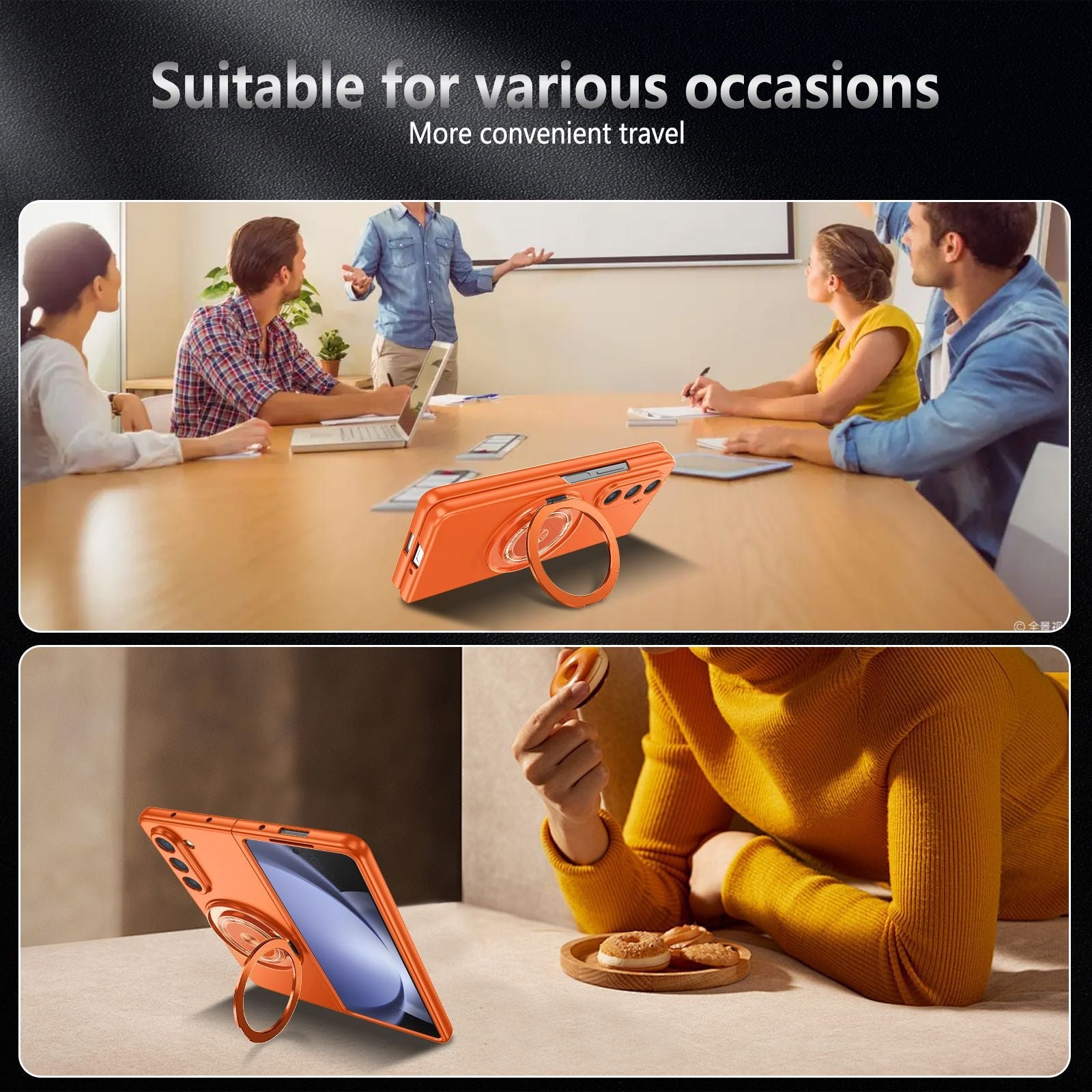360-Degree Rotating Stand Suitable for Magnetic Wireless Charging of Samsung ZFOLD 5/6 Folding Phone Case