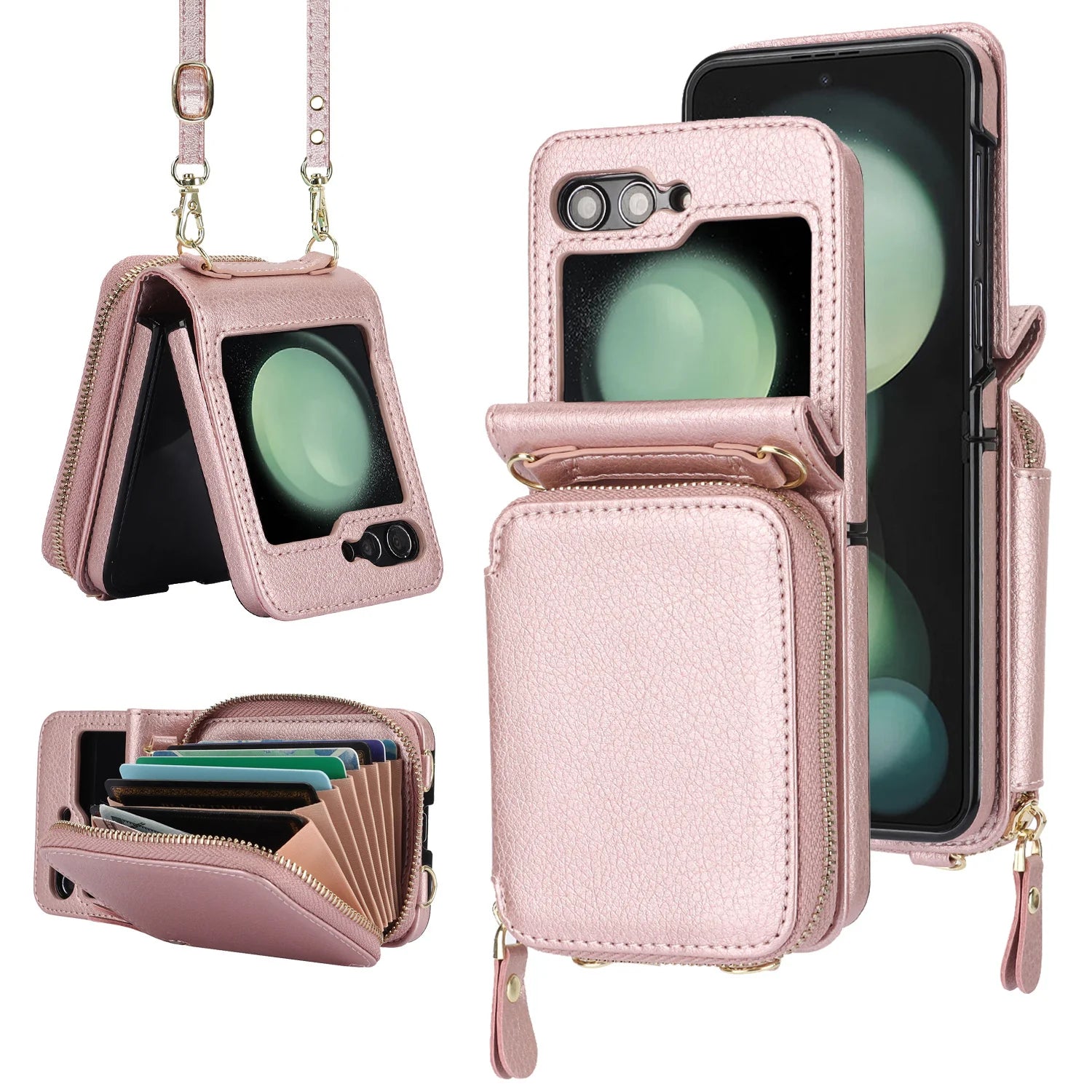 Suitable for Samsung Galaxy Z Flip 6/5/4/3 leather card holder mobile phone case