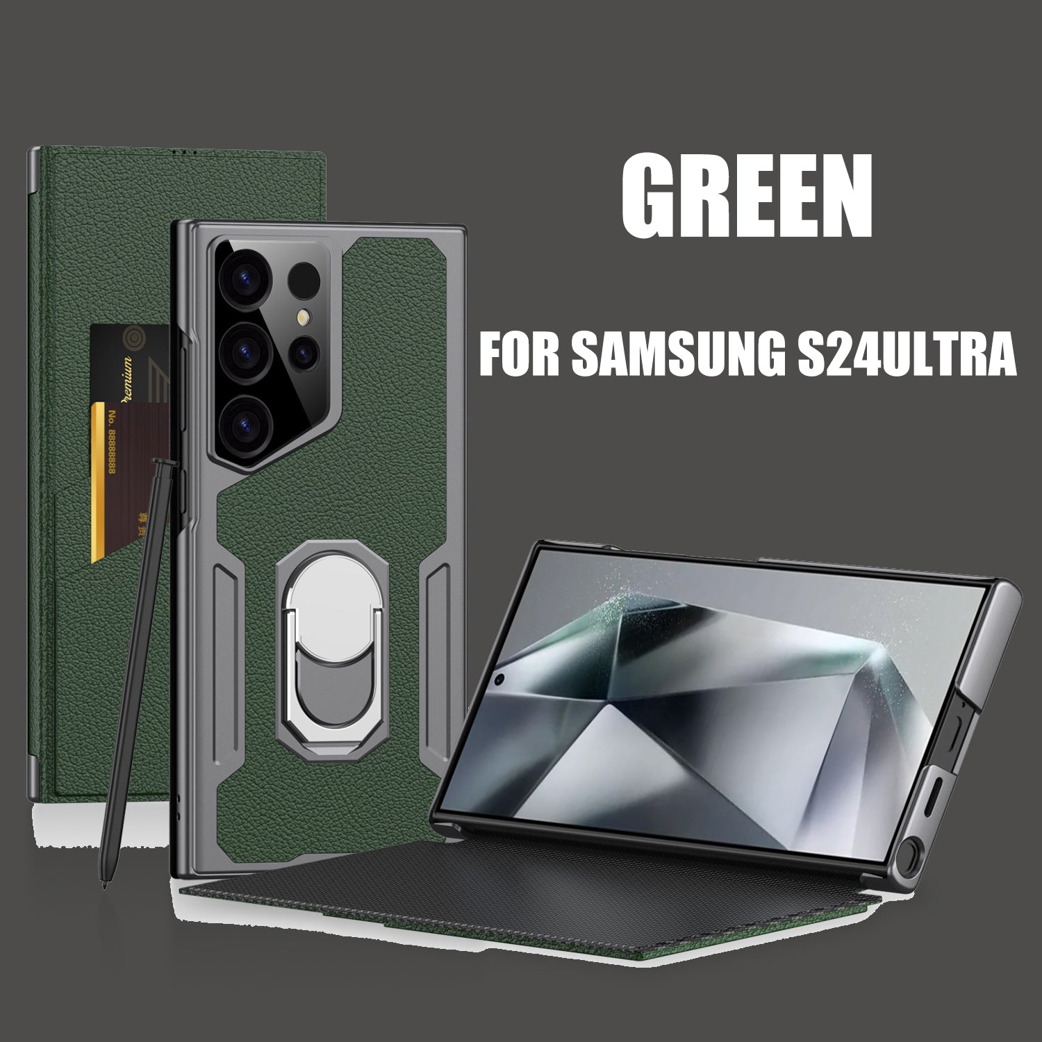 Suitable for Samsung S24Ultra Flip Rotating Ring Leather Case