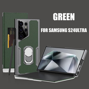 Suitable for Samsung S24Ultra Flip Rotating Ring Leather Case