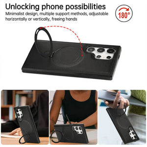 Samsung Luxurious Leather Magnetic Case with Invisible Stand for Samsung S25 Ultra Plus