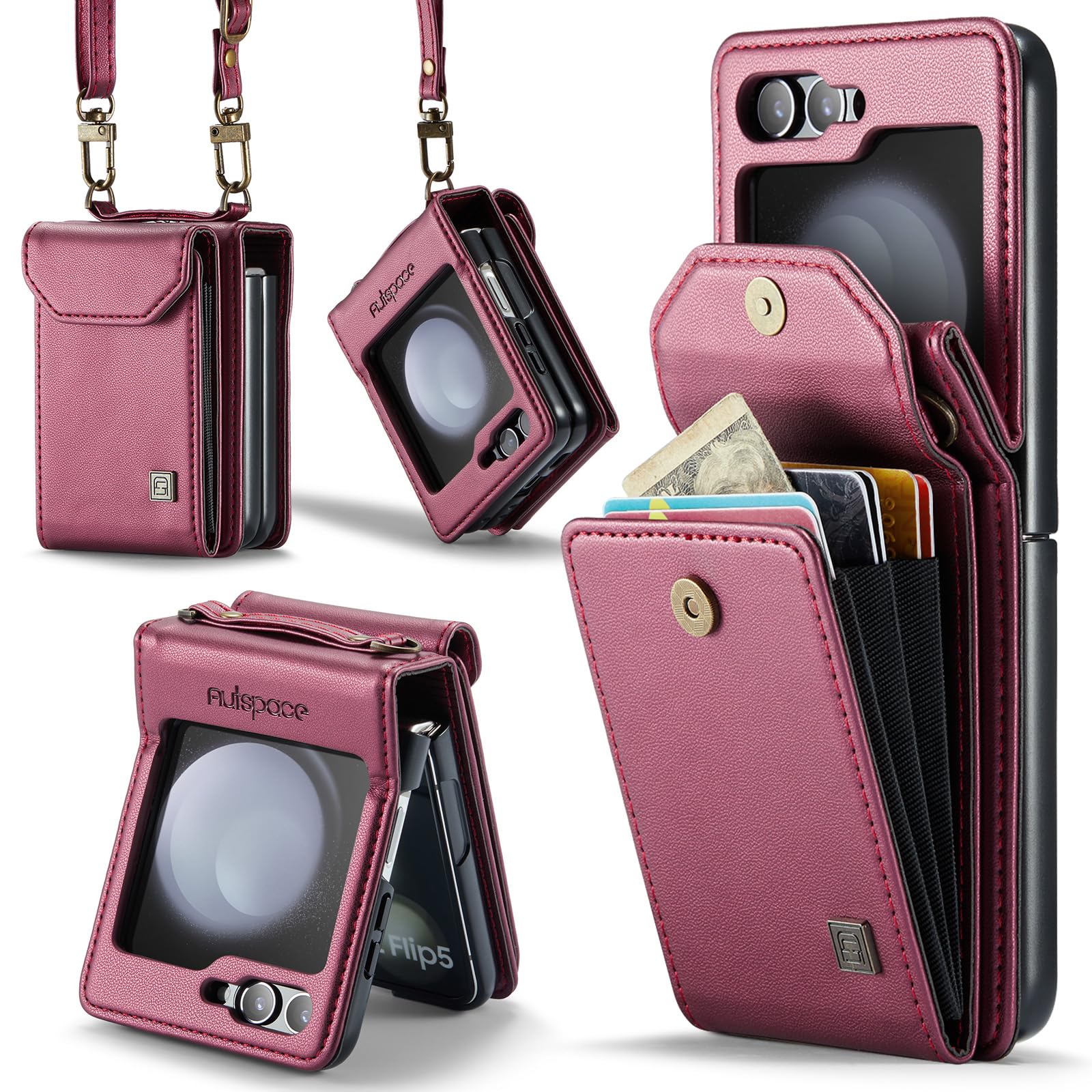 Suitable For Samsung Z Flip5/6 Foldable Screen Hanging Rope Organ Card Insert Protection Case
