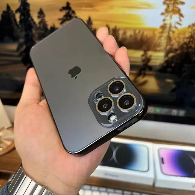 Electroplated Matte Acrylic Tempered Glass iPhone Protective Case
