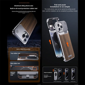 For iPhone16 Series Walnut Metal Aromatherapy Infinity Magnetic Shell
