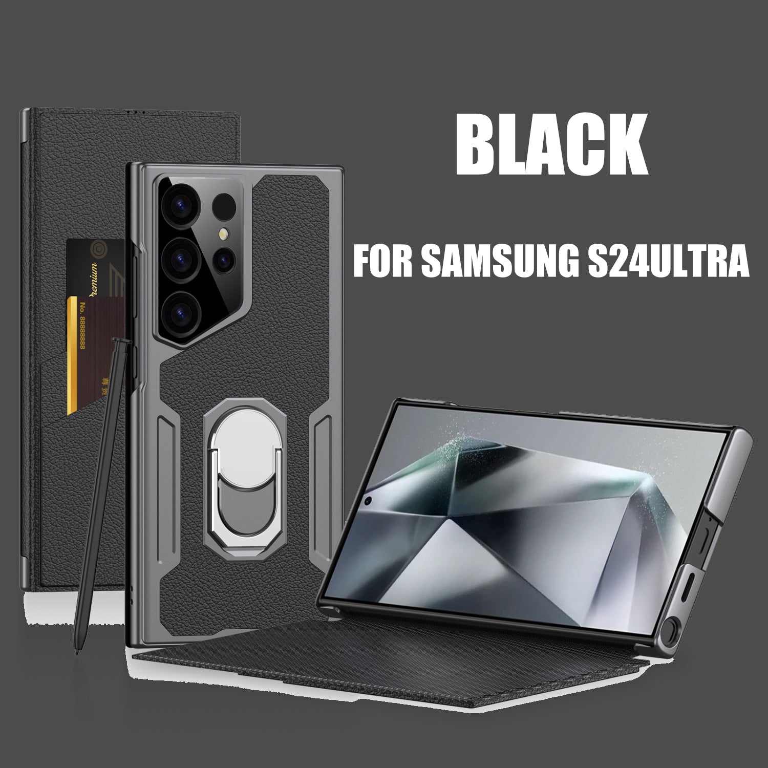 Suitable for Samsung S24Ultra Flip Rotating Ring Leather Case
